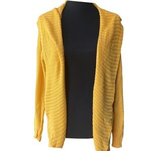 PINK CLOVER Oversized Yellow Open Front Small Knit Cardigan Sweater